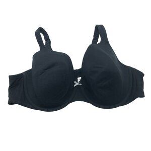 Cacique Lightly Lined Full Coverage Bra Black Cotton & Spandex 46C